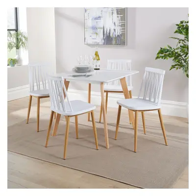 (White) Home Source Trinity Table and Penny Chairs Dining Set