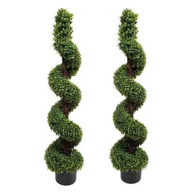 Artificial Topiary Boxwood Spiral Trees (4ft/120cm), Pack of