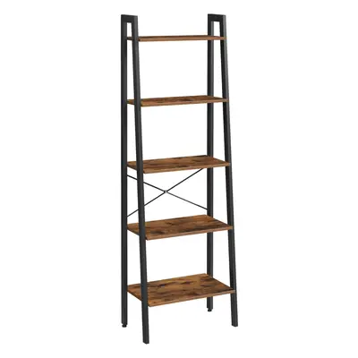 (56x34.5x171.5cm, Rustic Brown and Black) Ladder Shelf, Bookshelf, 4-Tier Industrial Storage Rac