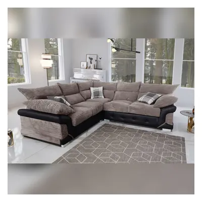 (Beige and Bronw , Corner Sofa ) Maryland Fabric and Faux Leather Luxurious Sofa