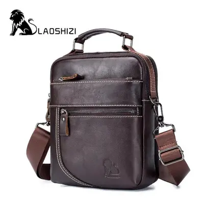 (coffee) Laoshizi Quality Genuine Leather Male Casual Handbag Design Shoulder Messenger Bag Cowh