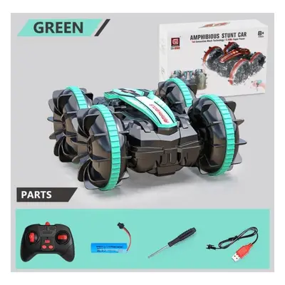 (handle RC, Green) Dual Mode Remote Control Stunt Amphibious Car