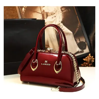 (burgundy) New Fashion Genuine Patent Leather Bag