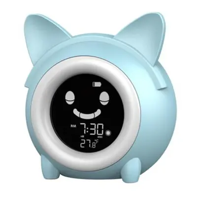 (blue) Kids Children Sleeping Training Temperature Led Light Lcd Display Alarm Clock