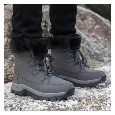 (grey, 41) Tuinanle Women Winter Boots Waterproof Warm Snow Ankle Boots Plus Men Warm Shoes Thic