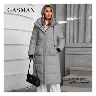 (grey, M) Gasman Women&apos;s Jacket Long Fashion Grace Women Winter Down Jackets Zipper Pocket 