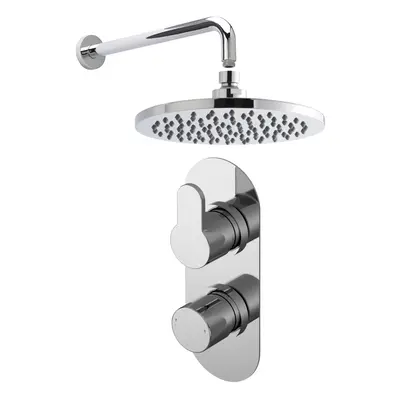 Pride Shower Bundle Concealed Round Twin Valve, Arm & Head Kit - Chrome Balterley