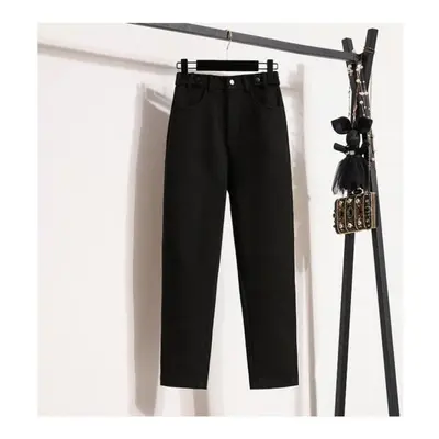 (black, M) Dimanaf Autumn Plus Size New Long Pants Women Elastic Loose Vintage Solid High Waist 