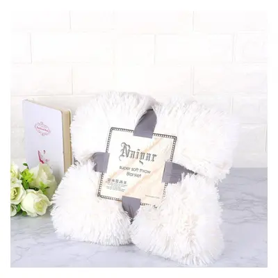 (white, M) Super Soft Blankets For Beds Shaggy Faux Fur Blanket Ultra Plush Decorative Blanket