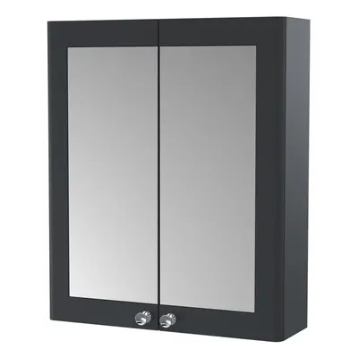 Traditional Wall Hung Soft Close Door Mirror Cabinet, 600mm - Soft Black