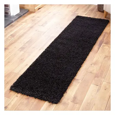 (60x230cm) MODERN THICK LARGE BLACK SHAGGY CIRCLE ROUND RUG RUNNER