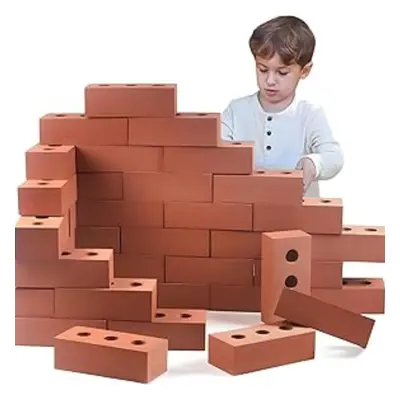 (Brown) 25-piece building block role play toys, life-size large fake foam building blocks, stimu