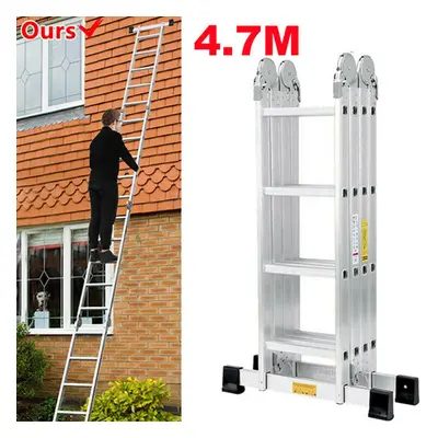 4.7M Folding Ladder Aluminium Ladder Multi Purpose Extendable