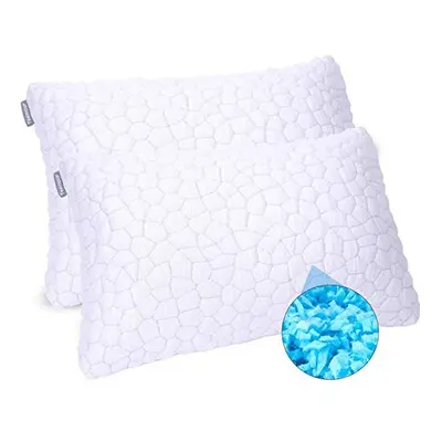 Qutool 2PACK Bed Pillows for Sleeping Adjustable Gel Shredded Memory Foam Pillow Cool Bed Pillow