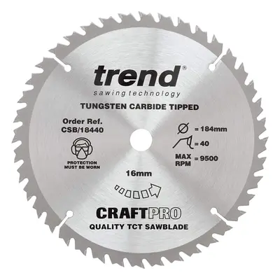 Trend CSB/18440 Craft Pro Trimming Crosscut TCT Blade Ideal for DeWalt, Einhell, Draper, and Bau