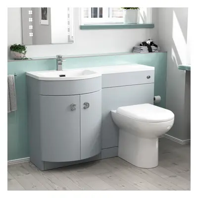 Nes Home Matte Grey 1100mm Left Hand Sink Combination Vanity Unit & BTW Toilet