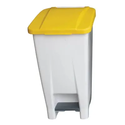 (Yellow) L Step On Container Waste Bin Pedal Bin Plastic Sack Holder Rubbish Container