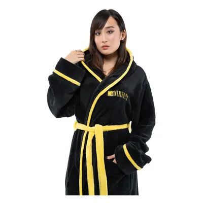 (S, Black) Nirvana Yellow Grunge Smile Bathrobe