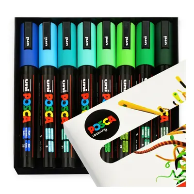 POSCA PC-5M Paint Marker Pens - Blue Green Tones - Pens in Gift Box