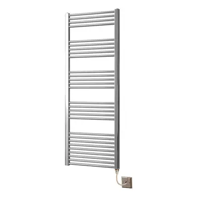 Greened House 400mm wide x 800mm high Chrome Flat Electric Heated Towel Rail Designer Straight T