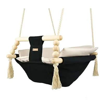 Baby Hammock, Rocker Hammock, Baby Swing, Hammock with Quilt (Colour: Black, Cream)