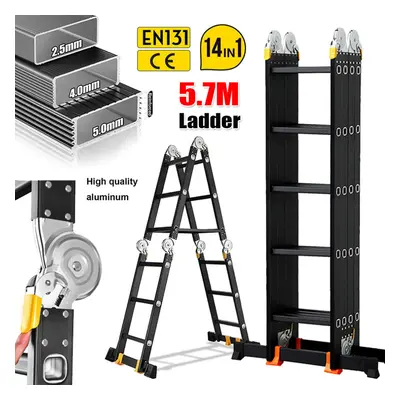 5.7M Heavy Duty Multi-Purpose Aluminium Telescopic Ladder Extendable