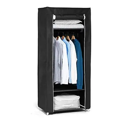 Hododou Portable Wardrobe Single Canvas Wardrobe Cupboard Clothes Storage Organizer with Hanging