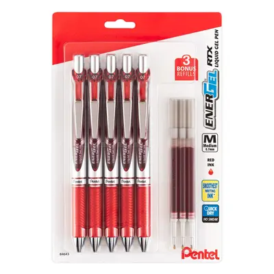 Pentel EnerGel Liquid Gel Ink Pens 0.7 mm - Pack of Red Deluxe RTX E