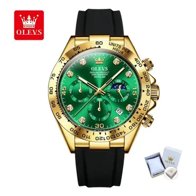 (green) Olevs Luxury Men Watch Quartz Man Watches Waterproof Luminous Top Brand Watch For Men Da