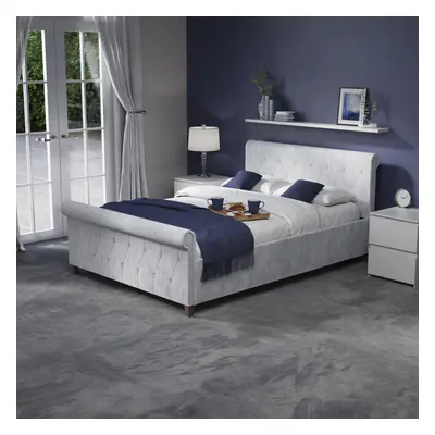 (Double, Crushed Velvet Silver) Vittorio Double/King Size Bed Finishes Available