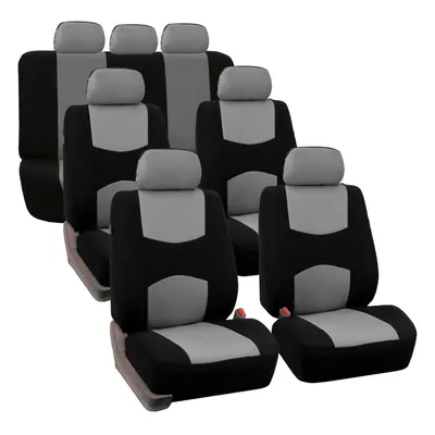 FH Group Flat Cloth Full Set Car Seat Covers Three Row Passenger Set