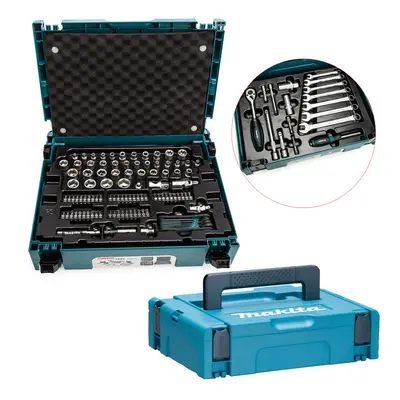 Makita 120PC Maintenance Service Kit Spanner Socket Screwdriver Set + 2x Makpac