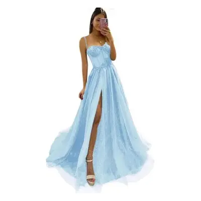 (light blue, 4XL) New Arrival Prom Party Dresses Vestido De Festa Blue Neck Dress Elegant Style 