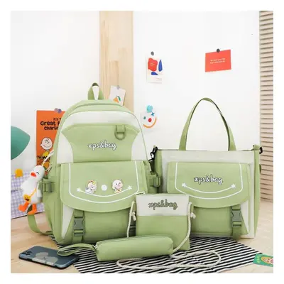 (green) Pcs Set Pupil Schoolbags For Girls Grade 6 Lightweight Children Tutoring Bag Cute Cartoo