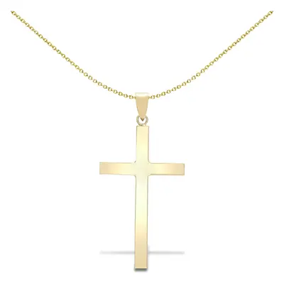 Jewelco London Solid 9ct Yellow Gold Plain Cross Pendant - JPX004