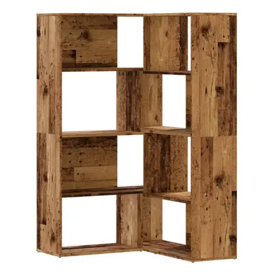 (old wood) vidaXL Corner Bookcase 4-Tier Corner Bookshelf Storage Cabinet Engineered Wood