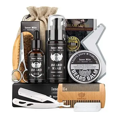 Isner Mile Beard Grooming Kit for Men, Perfect Fathers Gifts for Dad Him Husband Boyfriend, with