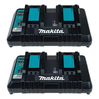 2x Makita DC18RD LXT Lithium Ion 240v 18v Dual Port Fast Battery Charger