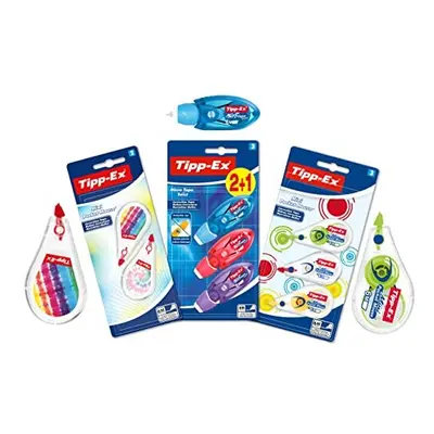 Tipp-Ex Correction Tape Set with Mini Pocket Mouse (2 Assorted Decorations and Fantasy Colours) 