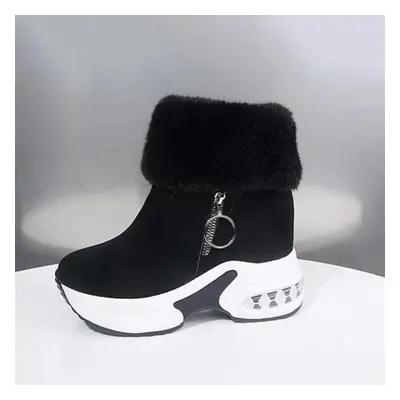 (black, 38) Winter Women Warm Sneakers Platform Snow Boots Ankle Boots Female Causal Shoes Ankle