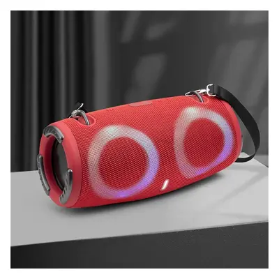 (red, 23X10.5X10.5CM) Portable Waterproof High Power Bluetooth Speaker Rgb Colorful Light Wirele