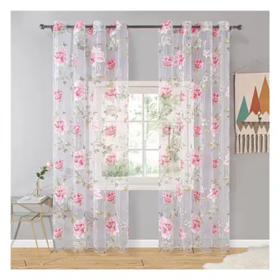 (white, W250xH250) Topfinel Floral Sheer Window Curtains For Windows Luxury Sheer Curtains For K