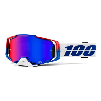 (One Size, Genesis / Hiper Blue - Red Mirror Lens) 100% Armega Goggle