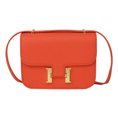 (Orange) Mini H buckle chain tofu small square bag new high-end texture crossbody bag