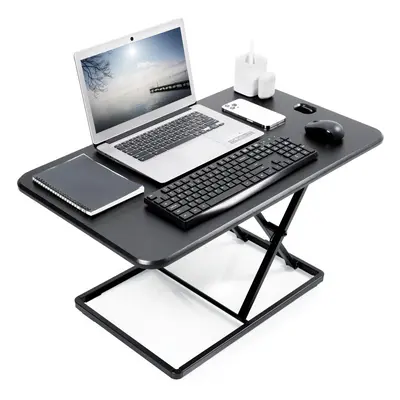 Ultra-Slim 81cm Single Top Height Adjustable Standing Desk Riser, Compact Sit Stand Desktop Conv