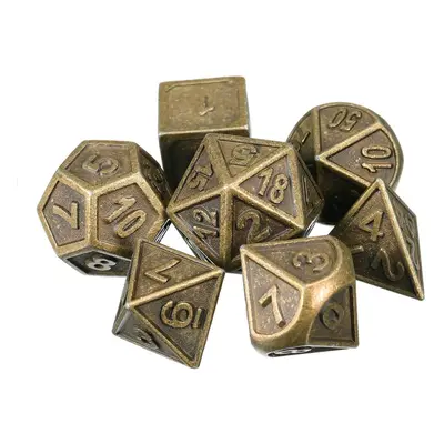 7pcs Embossed Heavy Metal Polyhedral Dices RPG Multisided Set With Bag