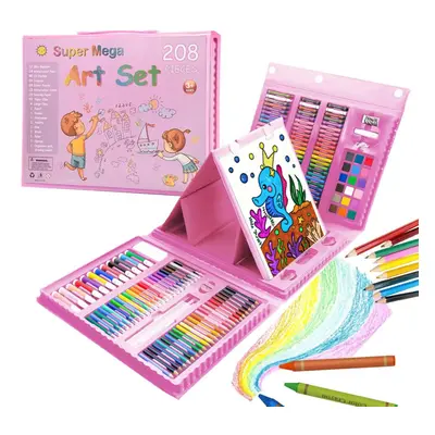 208pcs Drawing Kit Colouring Art Set for Kids Adults, Art Supplies with Double Sided Trifold Eas