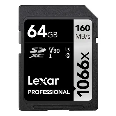 Lexar Professional 1066x 64gB SDXc UHS-I card Silver Series Up to 160M