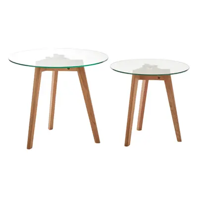 Premier Housewares Set of Side Tables with Tempered Glass Tops