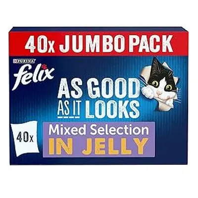 Felix As Good As It Looks Adult Wet Cat Food Mixed Selection in Jelly Variety x 100g Pouches